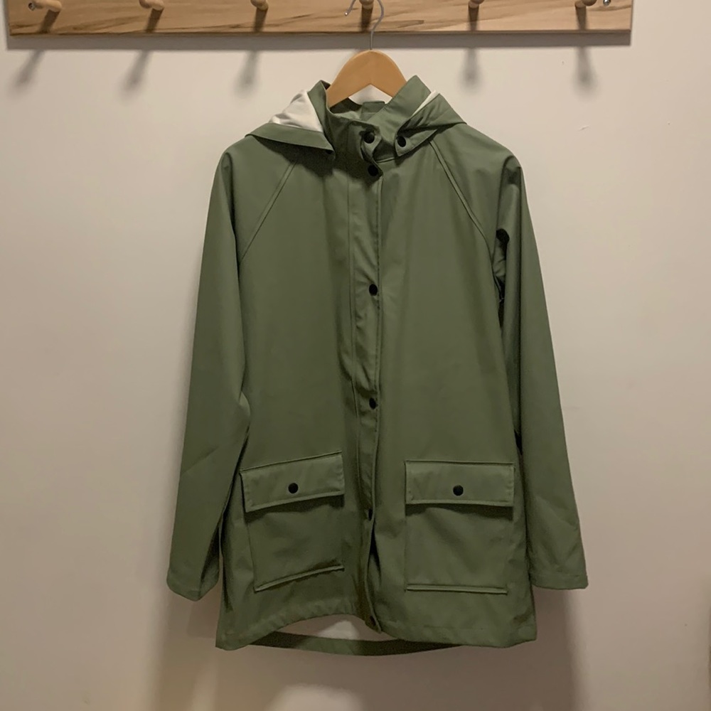 Sage green H&M raincoat
